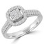 3/8 CTW Round Diamond Two-Row Promise Princess Cluster Cushion Halo Engagement Ring in 14K White Gold (MDR190098)