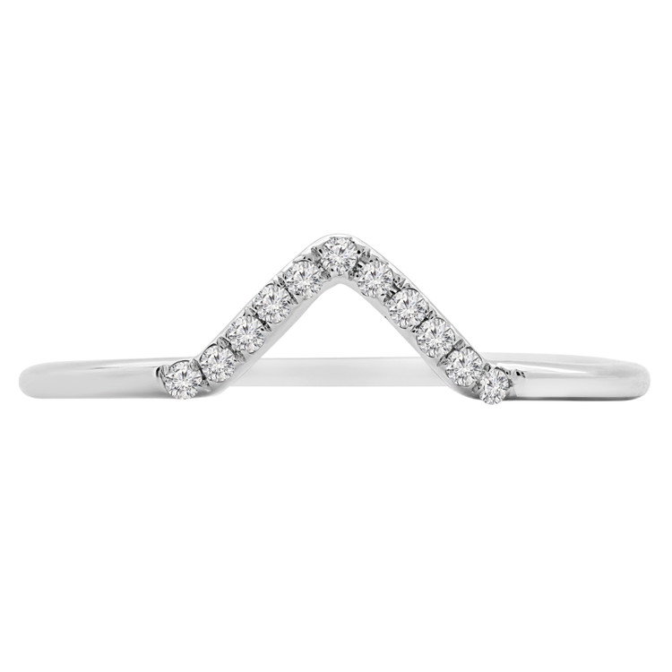 1/10 CTW Round Diamond V Shape Semi-Eternity Wedding Band Ring in 14K White Gold (MDR190101)