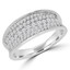 3/5 CTW Round Diamond Five-Row Semi-Eternity Wedding Band Ring in 14K White Gold (MDR190105)