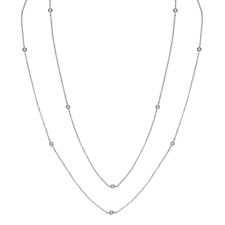 1/4 CTW Round Diamond Bezel Set Diamonds By the Yard Necklace in 14K White Gold (MDR190026)