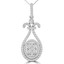1/2 CTW Round Diamond Double Halo Oval Cluster Pendant Necklace in 14K White Gold (MDR190032)