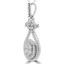 1/2 CTW Round Diamond Double Halo Oval Cluster Pendant Necklace in 14K White Gold (MDR190032)