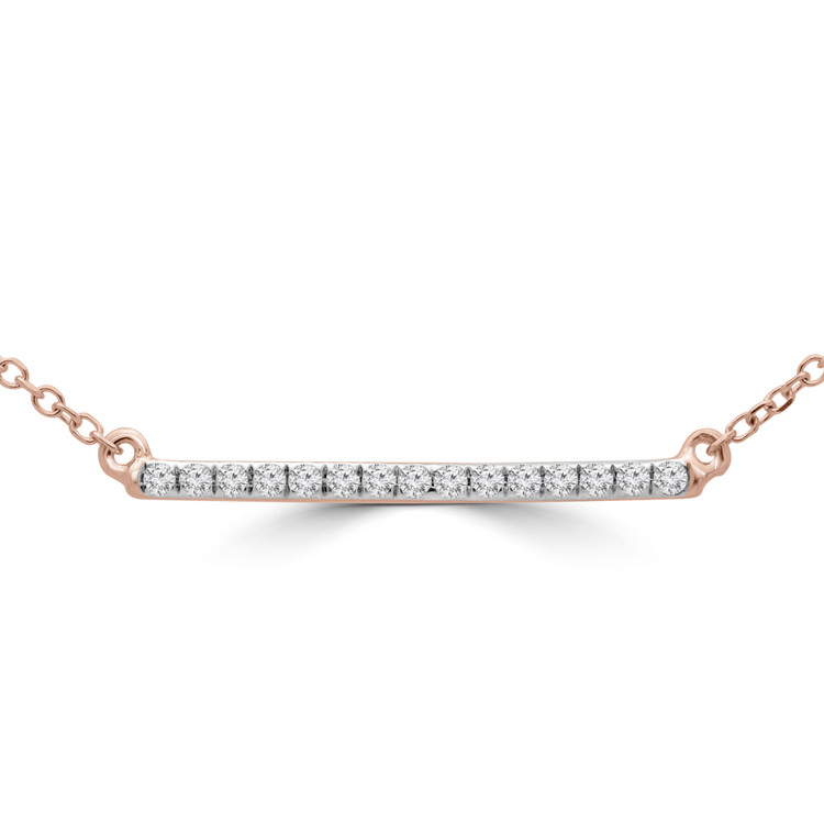 1/10 CTW Round Diamond Bar Pendant Necklace in 14K Rose Gold (MDR190033)