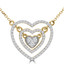 1/3 CTW Round Diamond Double Halo Cluster Heart Pendant Necklace in 14K Yellow Gold (MDR190039)
