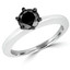 4/5 CT Round Black Diamond Solitaire Engagement Ring in 10K White Gold (MDR130024)
