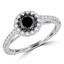 3/4 CTW Round Black Diamond Halo Engagement Ring in 10K White Gold (MDR130029)
