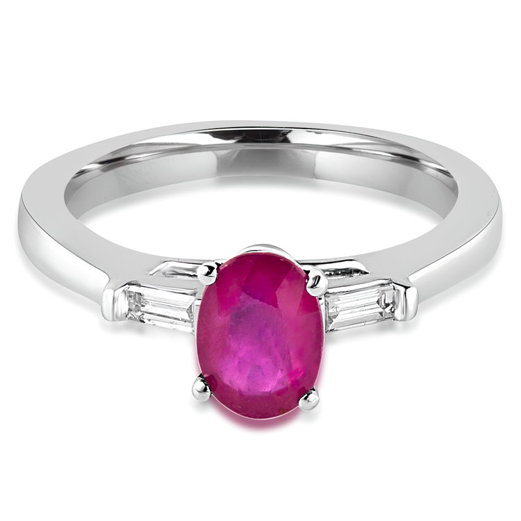 1 1/5 CTW Oval Red Ruby Cocktail Engagement Ring in 14K White Gold (MDR130030)