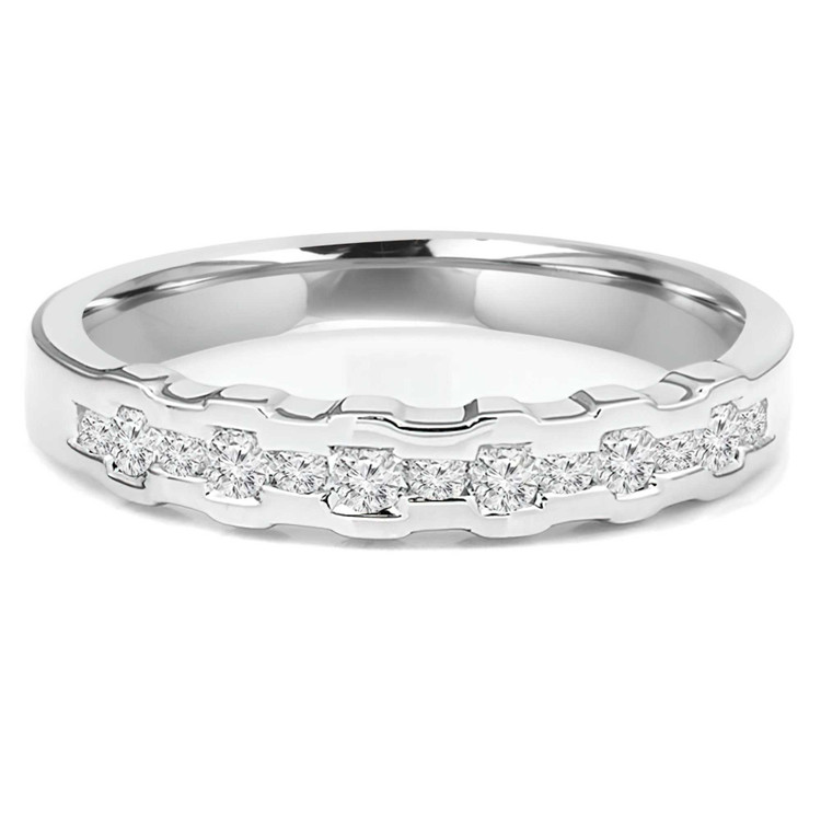 1/2 CTW Round White Cubic Zirconia Semi-Eternity Wedding Band Ring in 0.925 White Sterling Silver (MDS150023)