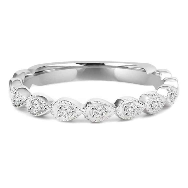 1/5 CTW Round White Cubic Zirconia Semi-Eternity Wedding Band Ring in 0.925 White Sterling Silver (MDS150076)