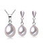 Teardrop White Freshwater Pearl Earrings and Pendant Set in 0.925 White Sterling Silver (MDS170028)