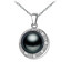 Teardrop Black Freshwater Pearl Halo Pendant Necklace in 0.925 White Sterling Silver With Chain (MDS170052)