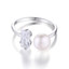 Round White Freshwater Pearl Cocktail Ring in 0.925 White Sterling Silver (MDS170098)