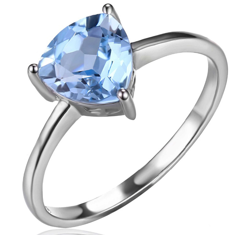 1 1/2 CT Trillion Blue Topaz Cocktail Ring in 0.925 White Sterling Silver (MDS170123)