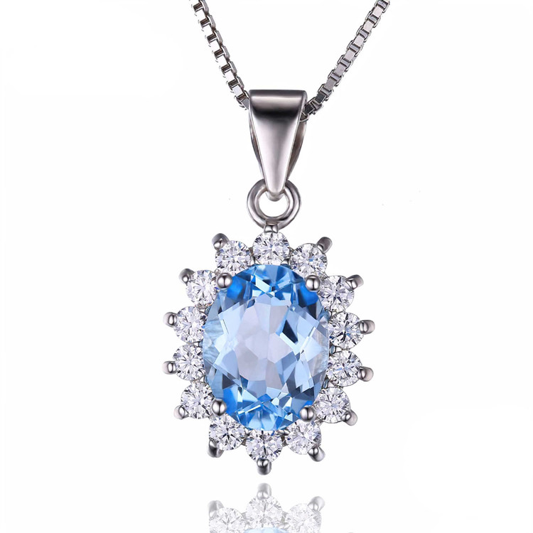 Blue Topaz Pendant Necklace | 50% Off | Majesty Diamonds