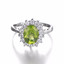 2 3/4 CTW Oval Green Peridot Cocktail Ring in 0.925 White Sterling Silver (MDS170240)