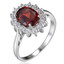 3 2/5 CTW Oval Red Garnet Cocktail Ring in 0.925 White Sterling Silver (MDS170242)