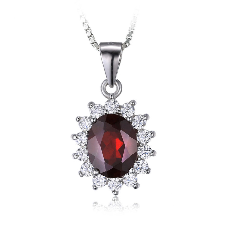Sterling Silver Garnet Pendant Necklace | Majesty Diamonds