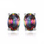 12 4/5 CTW Oval Mystic Topaz Earrings, Ring and Pendant Set in 0.925 White Sterling Silver (MDS170271)