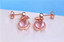 2 CTW Round Pink Quartz 4-Prong Drop/Dangle 18K Rose Gold Plated Earrings in 0.925 Sterling Silver (MDS170352)