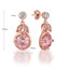 2 CTW Round Pink Quartz 4-Prong Drop/Dangle 18K Rose Gold Plated Earrings in 0.925 Sterling Silver (MDS170352)
