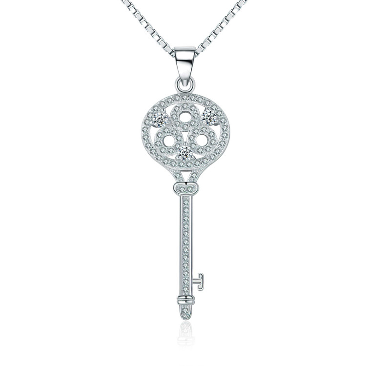 Silver Key Necklace Pendant | 50% Off | Majesty Diamonds