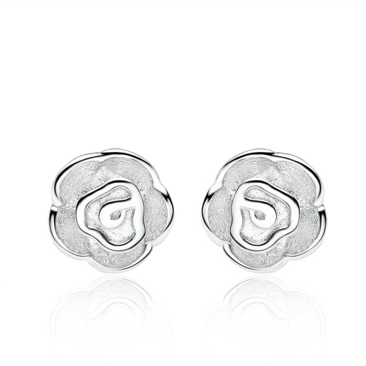 Silver Rose Stud Earrings | Majesty Diamonds