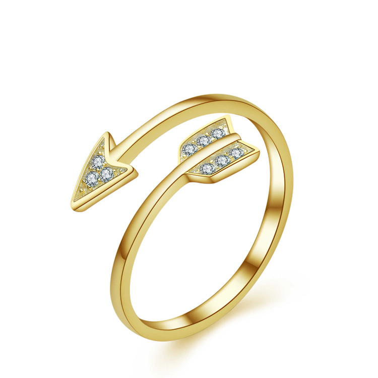 1/20 CTW Round White Cubic Zirconia Yellow Arrow Cocktail Ring in 0.925 Sterling Silver (MDS170411)