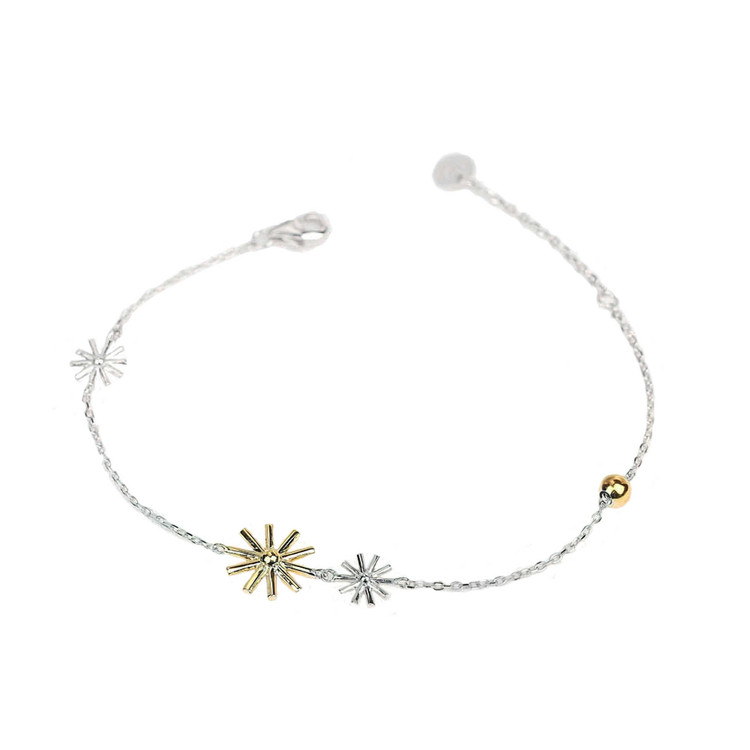 Geometric Snowflake Link Bracelet in 0.925 White Sterling Silver (MDS170427)