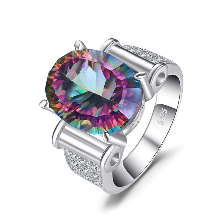 925 Handmade Heart Shape Mystic Topaz Gemstone Silver Ring, Weight: 3.070  Gms (approx.) at Rs 635 in Jaipur