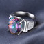 10 CTW Oval Mystic Topaz Cocktail Ring in 0.925 White Sterling Silver (MDS170442)