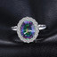 10 CTW Oval Mystic Topaz Halo Cocktail Ring in 0.925 White Sterling Silver (MDS170444)
