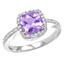 1 4/5 CTW Cushion Purple Amethyst Cocktail Engagement Ring in 14K White Gold (MV3009)