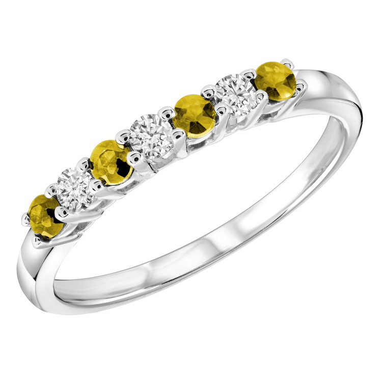1/3 CTW Round Yellow Citrine Cocktail Ring in 14K White Gold (MV3020)