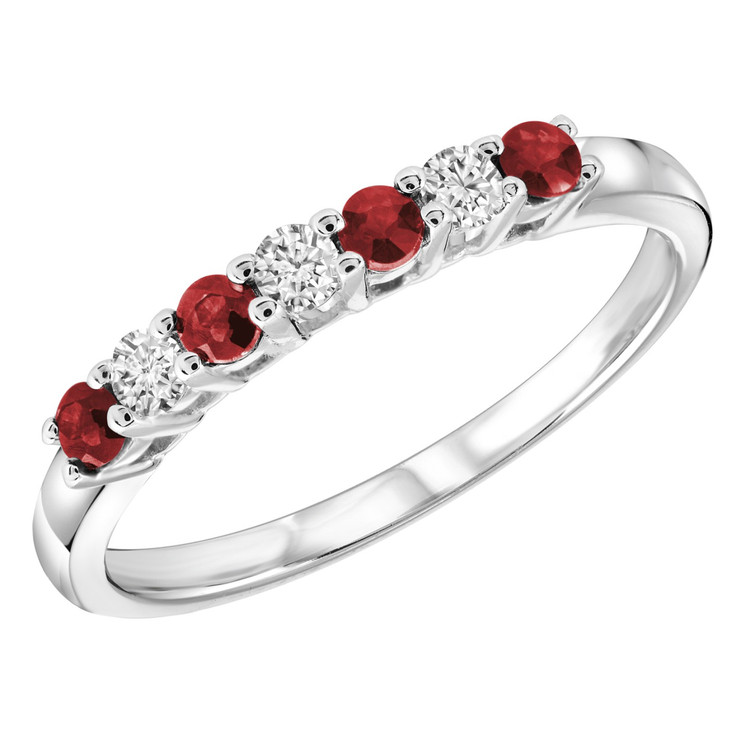 1/3 CTW Round Red Ruby Cocktail Ring in 14K White Gold (MV3023)