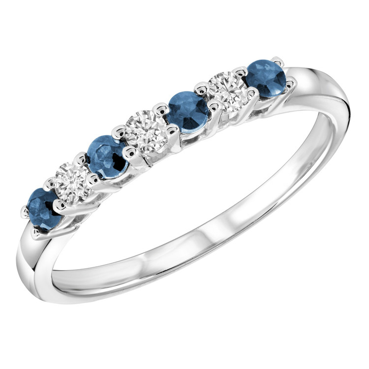 1/3 CTW Round Blue Sapphire Cocktail Ring in 14K White Gold (MV3024)