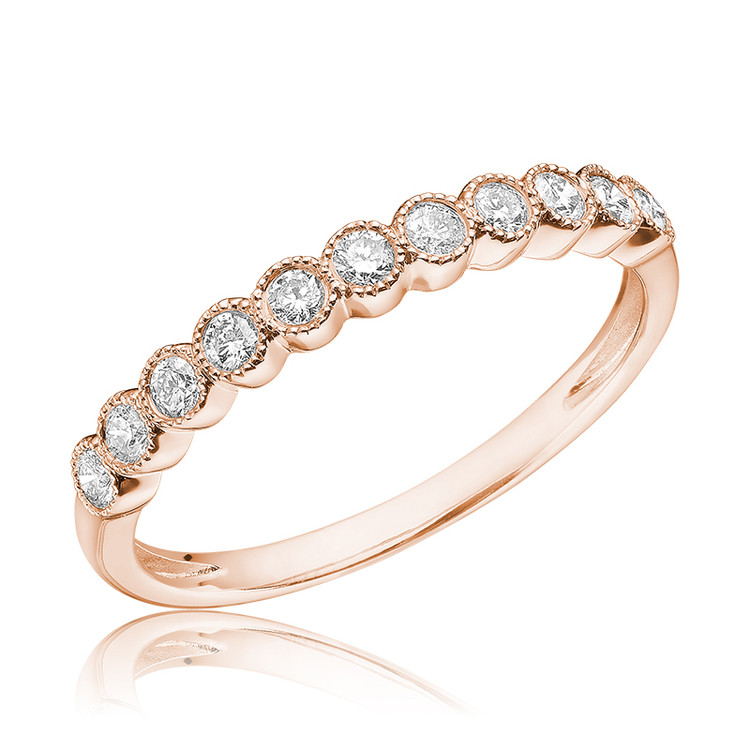 1/4 CTW Round Diamond Semi-Eternity Ring in 14k Rose Gold (MV3379)