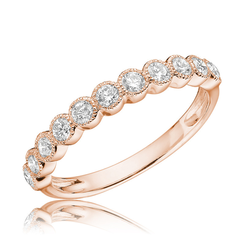 1/2 CTW Round Diamond Semi-Eternity Ring in 14k Rose Gold (MV3382)