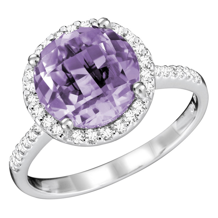 2 1/4 CTW Round Purple Amethyst Cocktail Engagement Ring in 14K White Gold (MV3043)