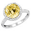 2 1/4 CTW Round Yellow Citrine Cocktail Engagement Ring in 14K White Gold (MV3045)
