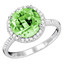 2 1/4 CTW Round Green Peridot Cocktail Engagement Ring in 14K White Gold (MV3048)