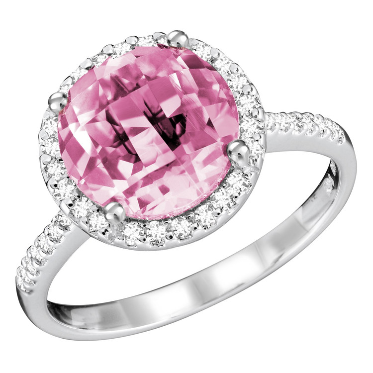 2 1/4 CTW Round Pink Quartz Cocktail Engagement Ring in 14K White Gold (MV3049)