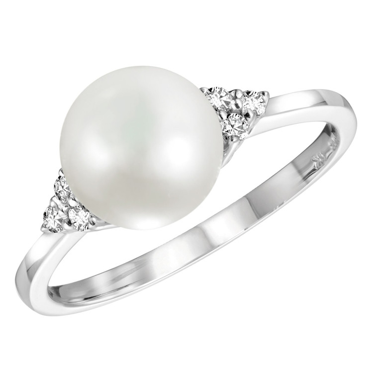 White Pearl Cocktail Ring in 14K White Gold (MV3055)