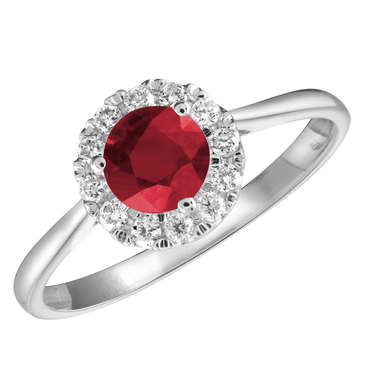 3/5 CTW Round Red Ruby Cocktail Engagement Ring in 14K White Gold (MV3073)