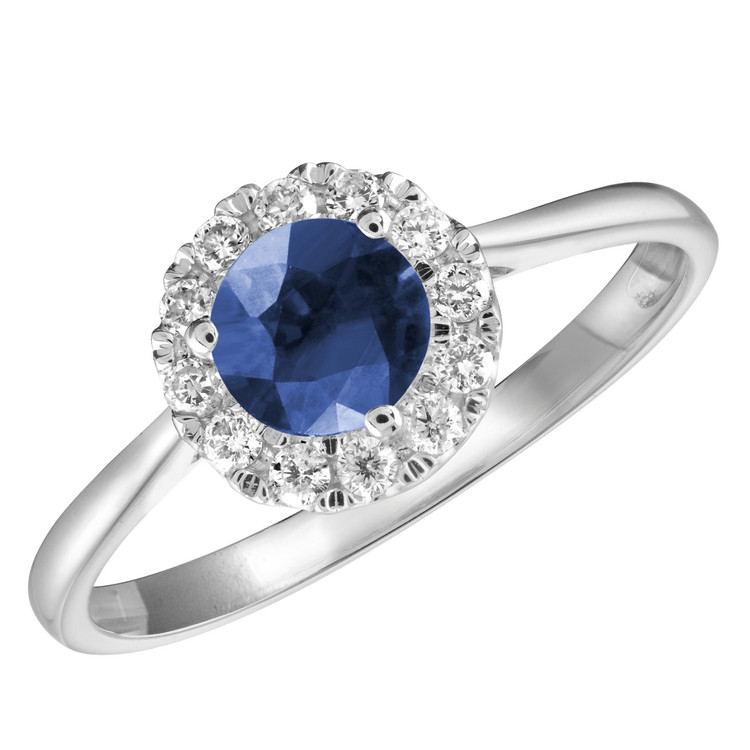 3/5 CTW Round Blue Sapphire Cocktail Engagement Ring in 14K White Gold (MV3074)