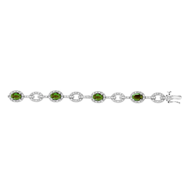 4 7/8 CTW Round Green Emerald Tennis Bracelet in 14K White Gold (MV3112)