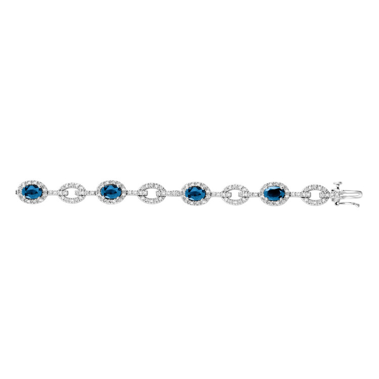 4 7/8 CTW Round Blue Sapphire Tennis Bracelet in 14K White Gold (MV3114)
