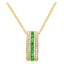 5/8 CTW Princess Green Emerald Three Row Pendant Necklace in 14K Yellow Gold With Chain (MV3127)