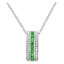 5/8 CTW Princess Green Emerald Three Row Pendant Necklace in 14K White Gold With Chain (MV3128)