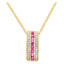 5/8 CTW Princess Pink Sapphire Three Row Pendant Necklace in 14K Yellow Gold With Chain (MV3129)