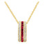 5/8 CTW Princess Red Ruby Three Row Pendant Necklace in 14K Yellow Gold With Chain (MV3131)